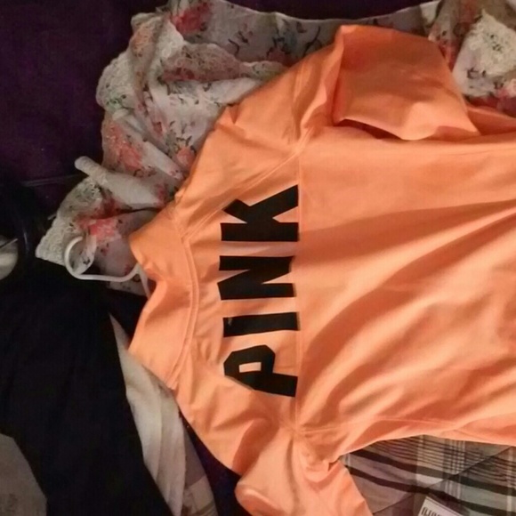 PINK Victoria's Secret Tops - Pink top half zip orange